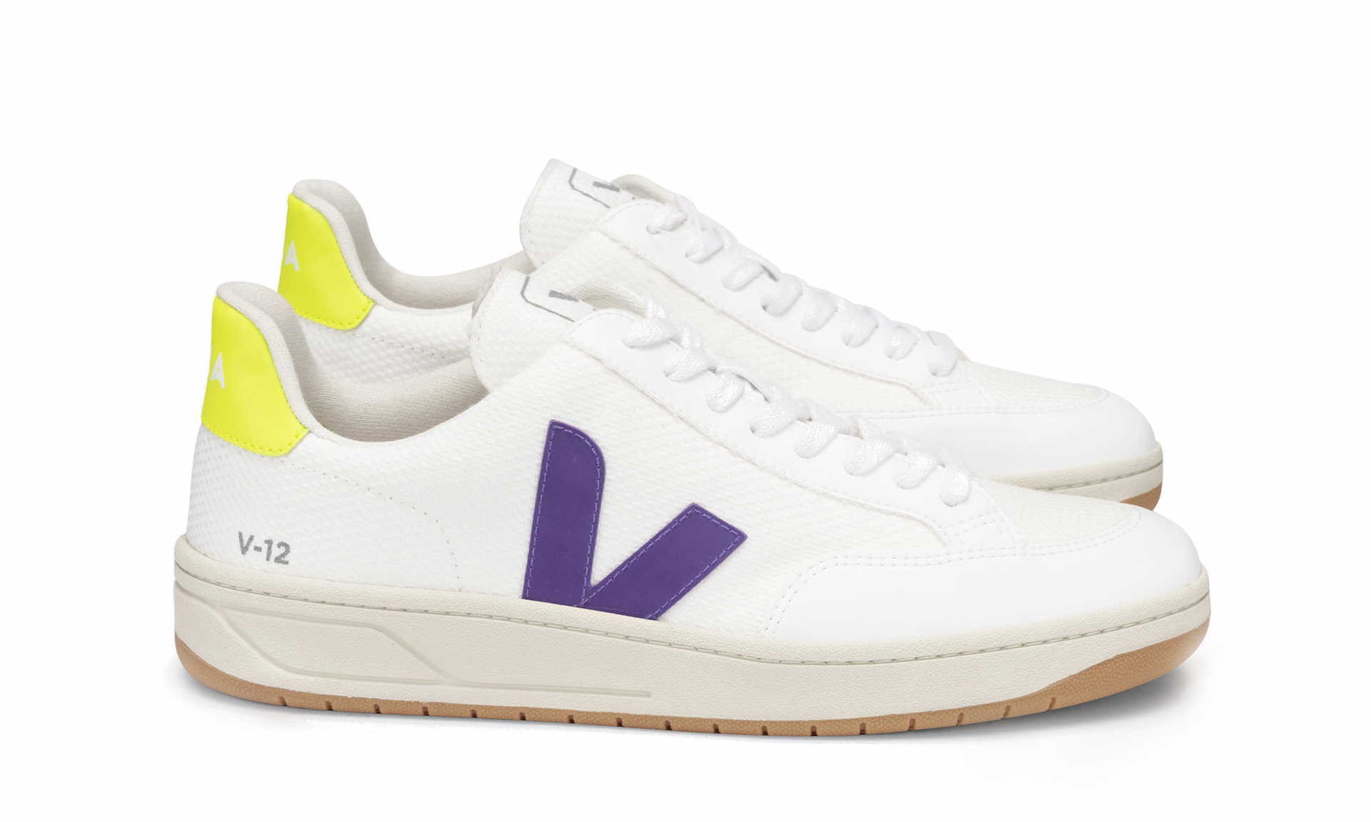 delikatesse regnskyl Banzai Vegan Sneaker | VEJA V-12 B-Mesh White Purple Jaune-Fluo | avesu VEGAN SHOES