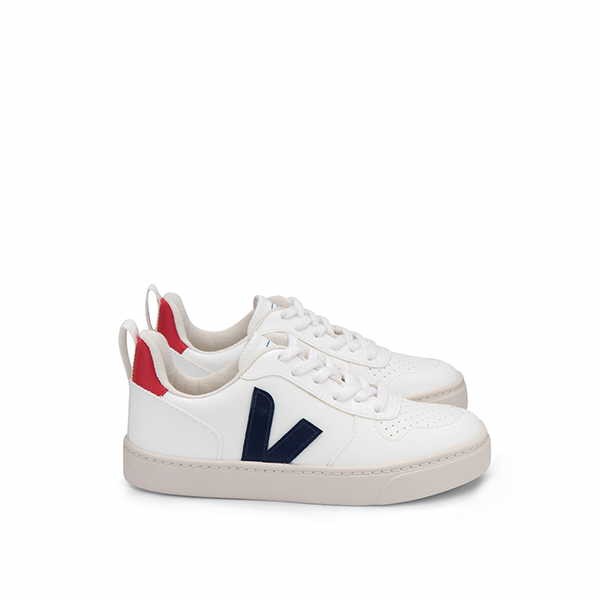 Veganer Sneaker | VEJA Small V-10 Lace CWL White Cobalt Pekin