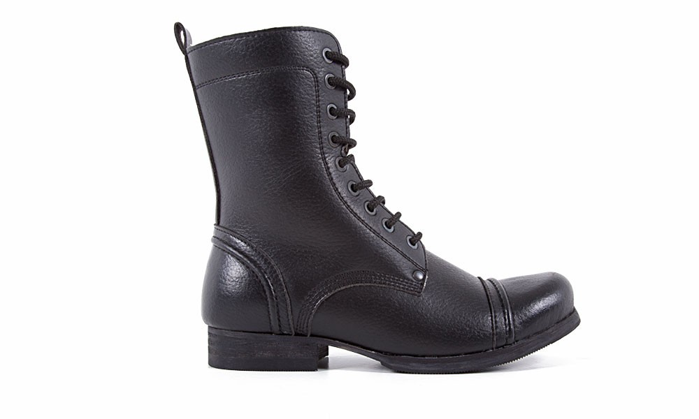 Vegan Lace-Up Boot - Vegetarian Shoes Vintage Boot Black (EU 38 - US M 6 - US W 7 - UK 5)